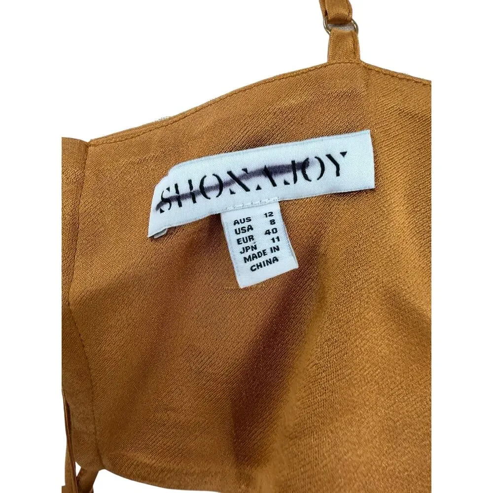 Shona Joy Alma Tuxedo Trouser Crop Top Matching Set Wide Leg Turmeric US 8 NWT